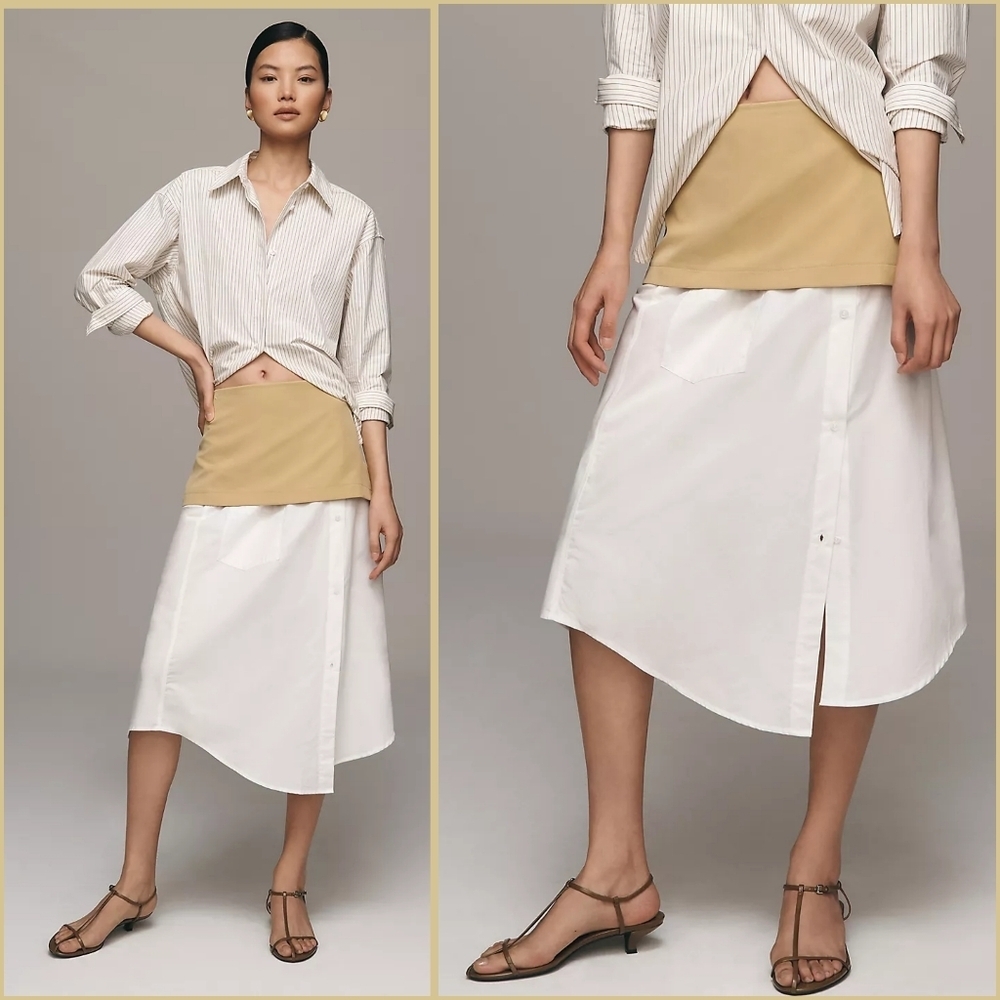 Maeve Layered Shirttail Midi Skirt